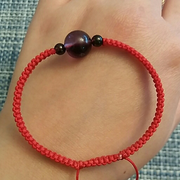 Natural Himalayan Amethyst Red String Bracelet - Picture 7 of 8